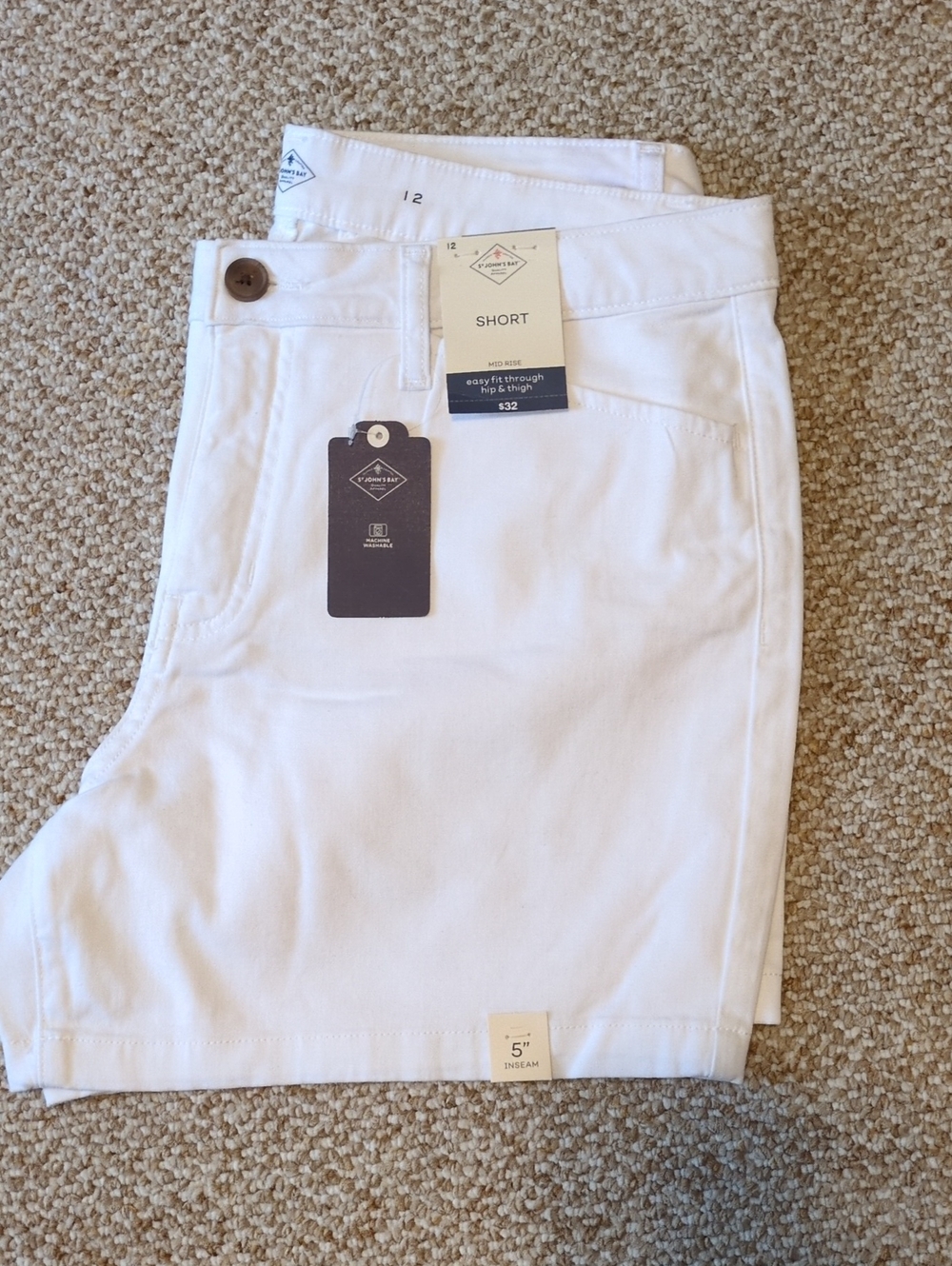 Nwt St John's BayWhite 5" Inseam Shorts